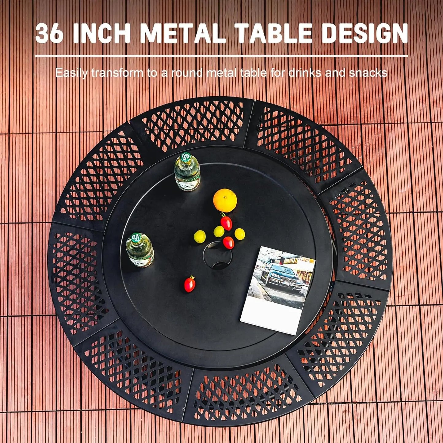 Outdoor Wood Burning Fire Pit With Cooking Grills And Lid