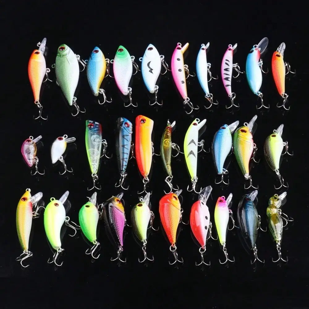 Fishing Lure Kit 30pcs Hard Bait Popper Crankbait Set