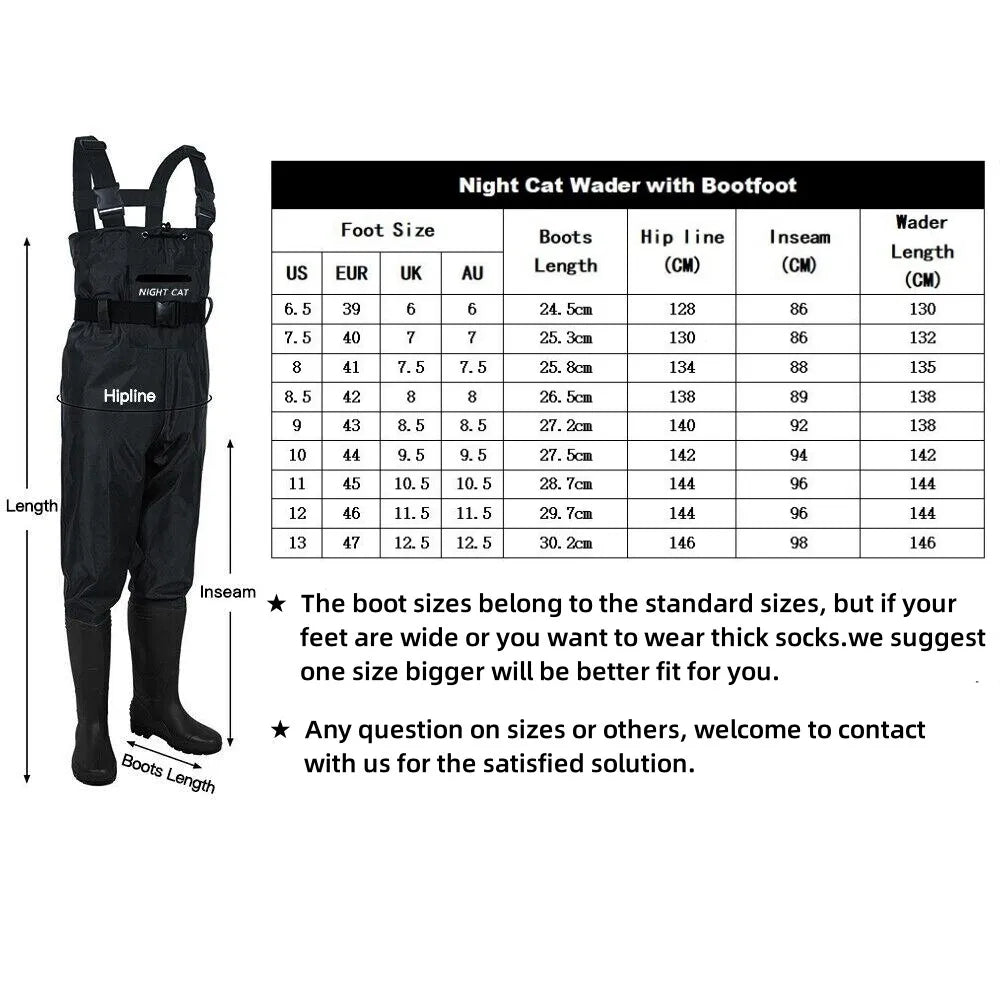 Night Cat Waterproof Chest Waders With Bootfoot And Belt