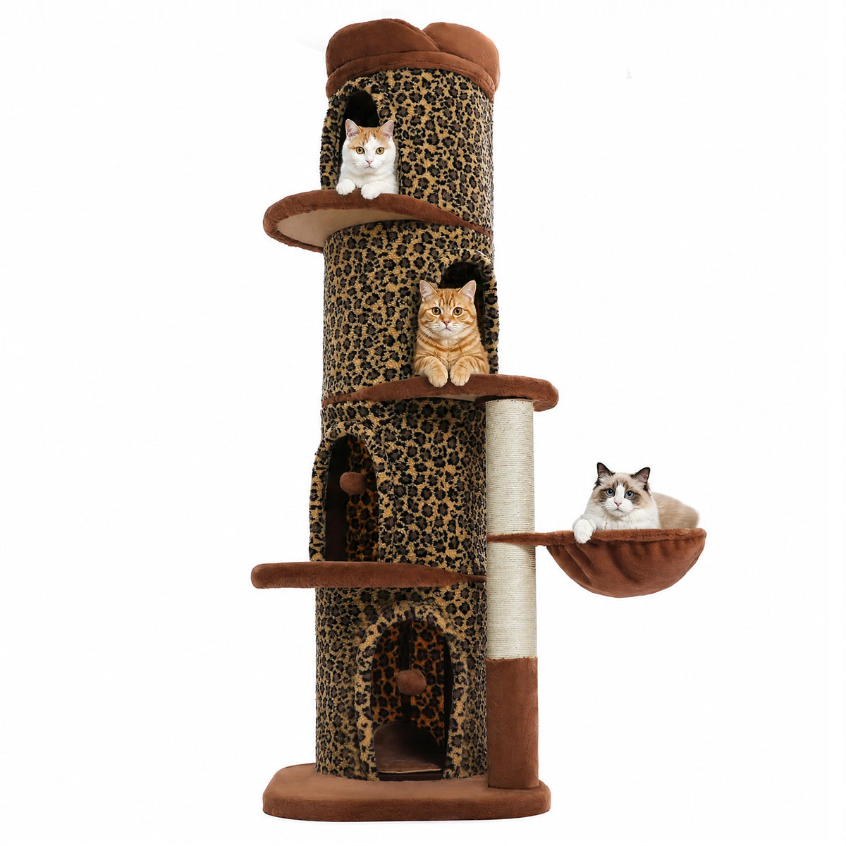 P Tall Cat Tree With Four Condos And Scratching Posts