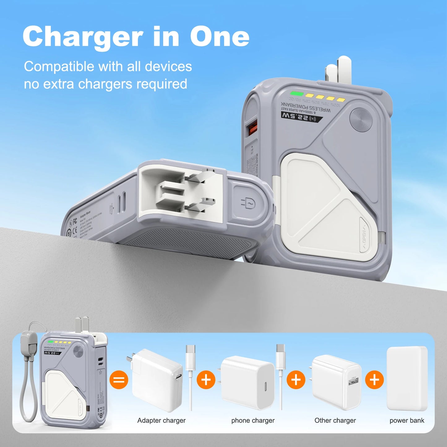 PRUNUS 22.5W Magnetic Wireless Power Bank With USB C