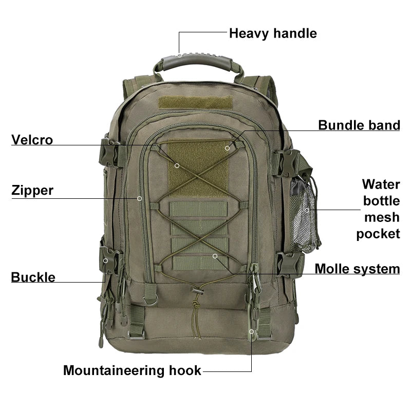 LQARMY Unisex Tactical Backpack Molle 3 Day Assault Rucksack