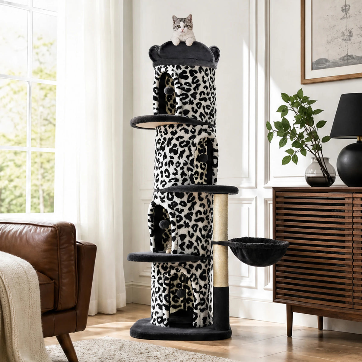 P Tall Cat Tree With Four Condos And Scratching Posts