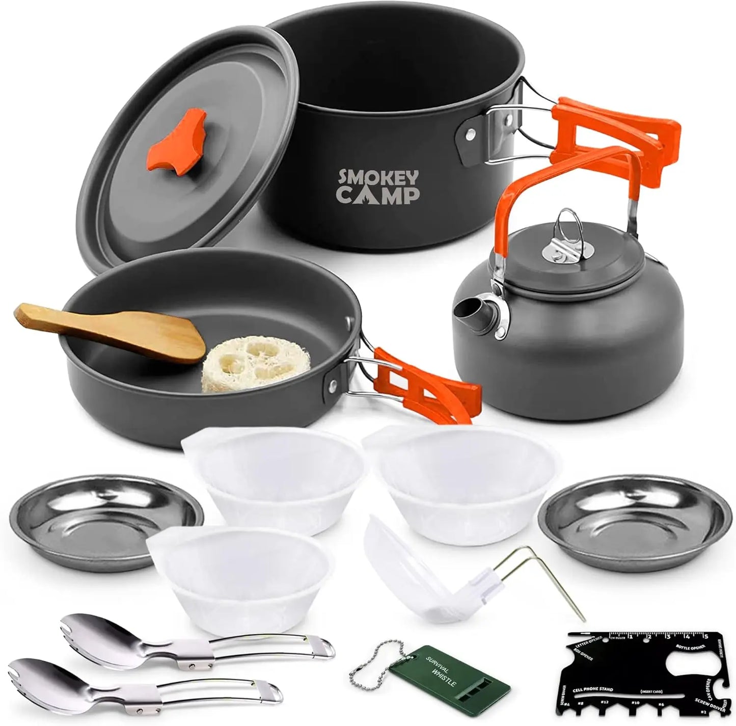 Camping Cookware Mess Kit Set With Stove Portable Nonstick