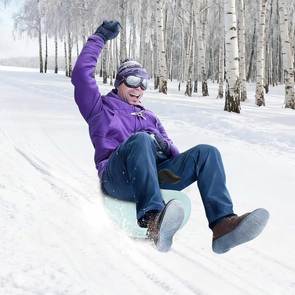 Portable Outdoor Snow Sled With Ergonomic Handle And Durable Base
