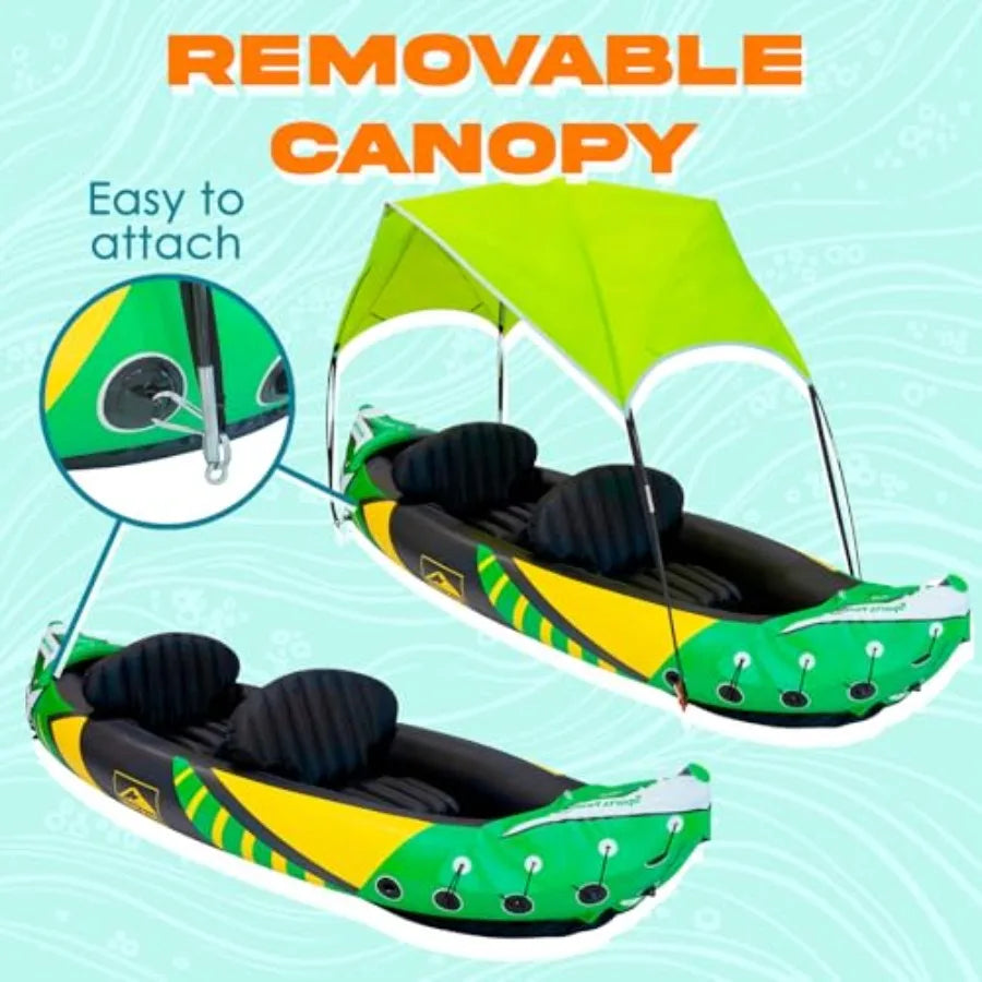 Inflatable Kayak With Detachable Sun Canopy And Reinforced Paddles