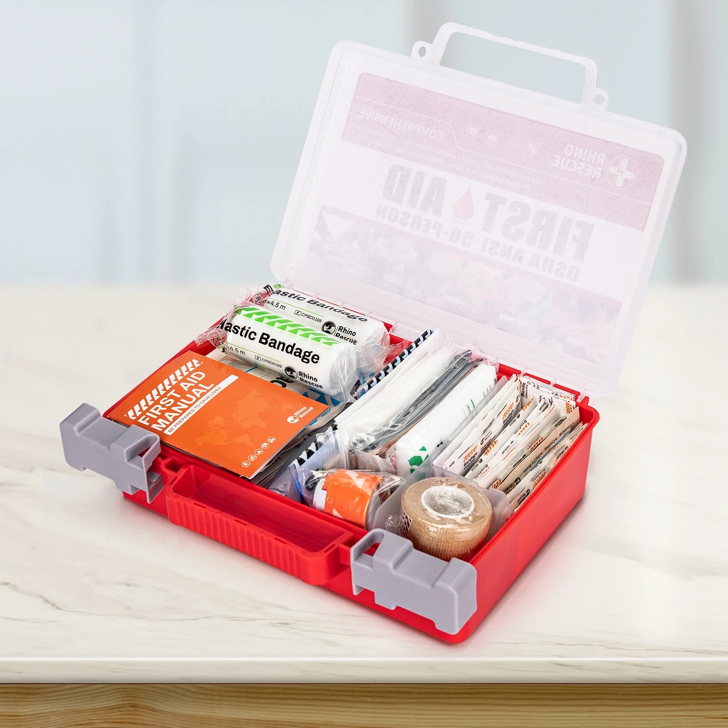 Rhino Rescue Full-Feature First Aid Kit For Home Office Travel