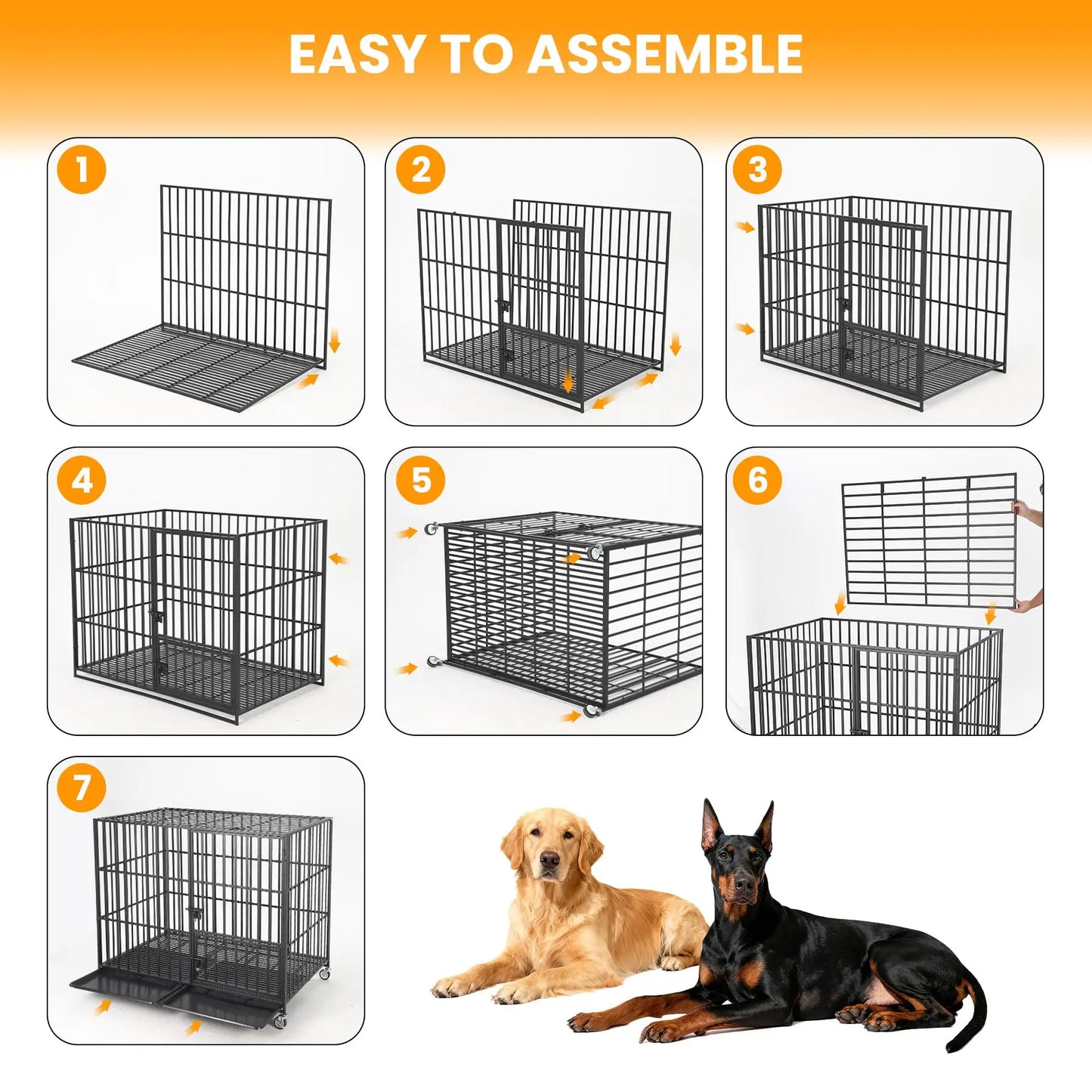 HiMISS Heavy Duty EscapeProof Metal Dog Crate With Three Doors