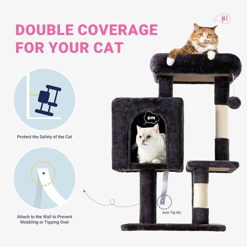 NBVCX Multi Level Cat Tree With Plush Perches Sisal Posts