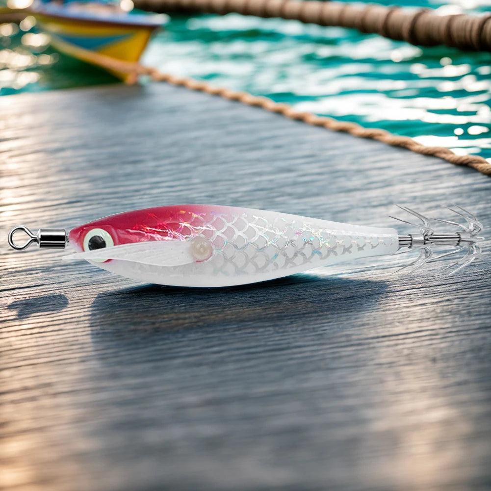 Luminous Squid Lure With 3D Eyes Glow In The Darkness