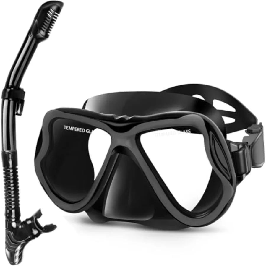 Dry Snorkel Set Panoramic Wide View Anti Fog Scuba Mask