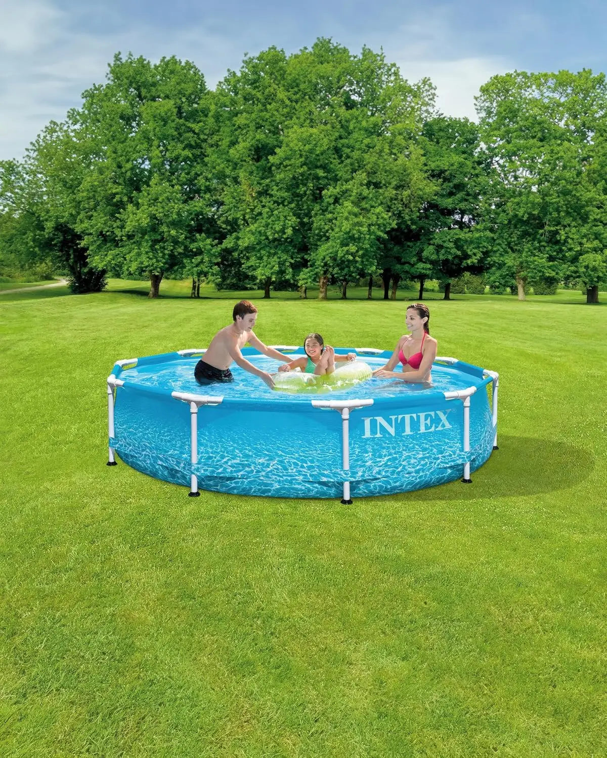 Large Round Above Ground Pool With Reinforced Sidewalls And Metal Frame