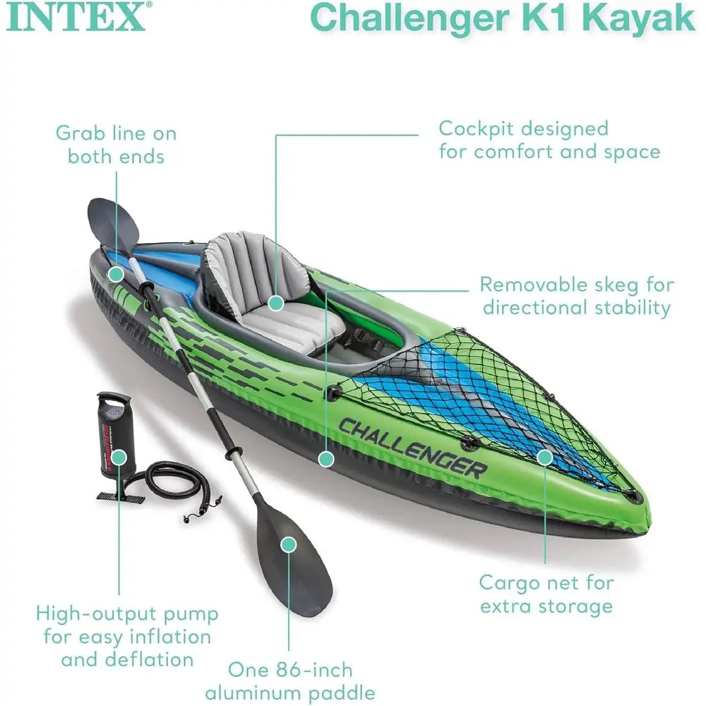 Deluxe Inflatable Kayak With Paddles And High Output Pump PVC