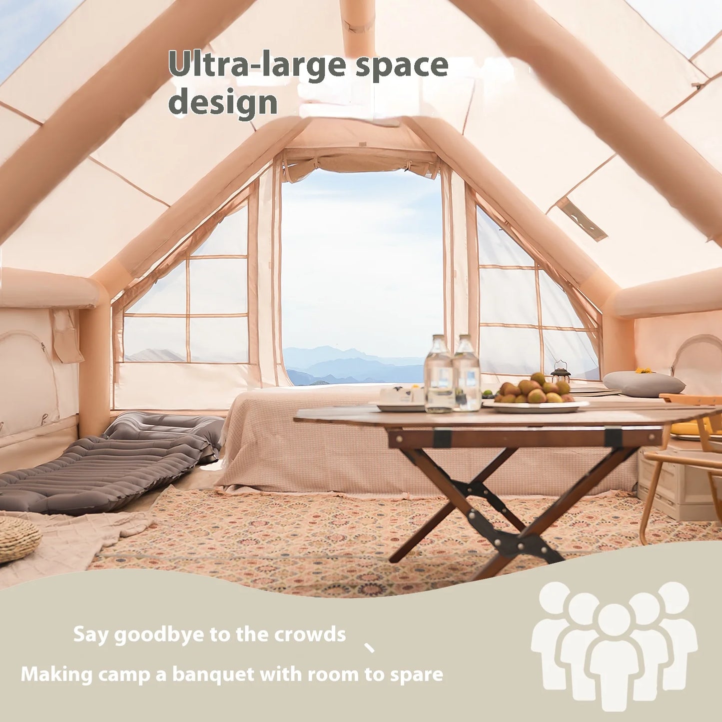 Pakicetus Inflatable Tents For Family Camping With Stove Plug