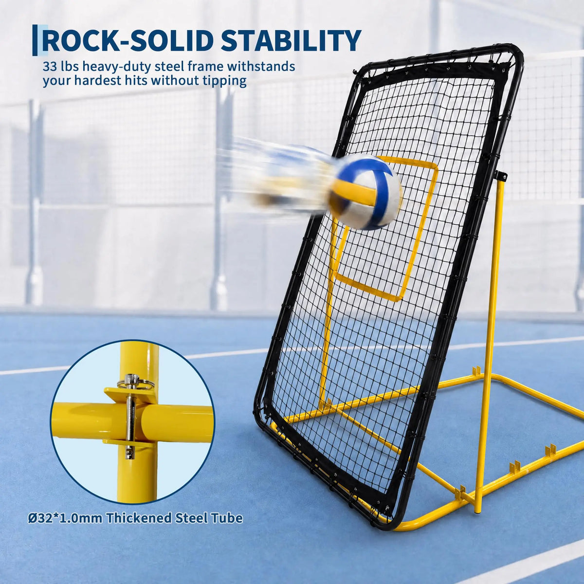 Adjustable Volleyball Rebounder Net for Passing, Serving, and Spiking Practice
