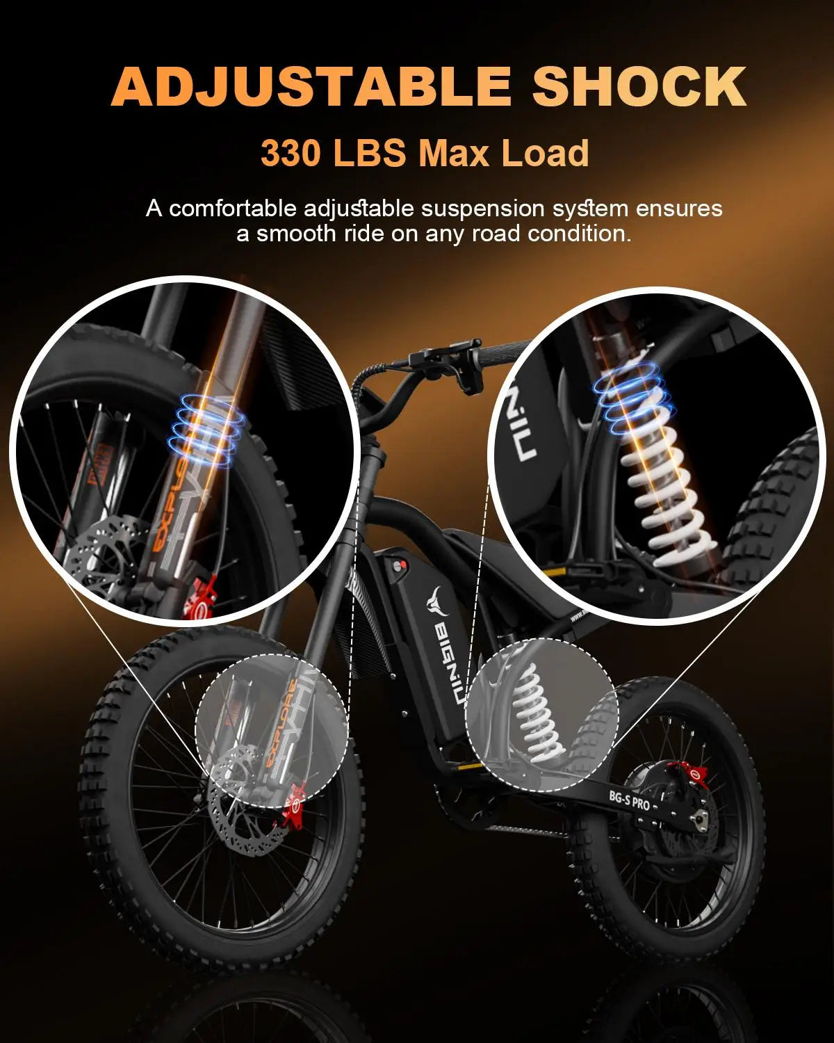 BIGNIU BG-S Pro Electric Bike 3000W 40MPH Full Suspension Off-Road