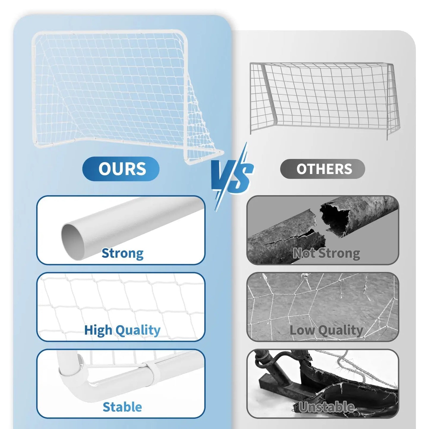 HiMISS Portable Foldable Soccer Goal With Carry Bag Heavy Duty Steel