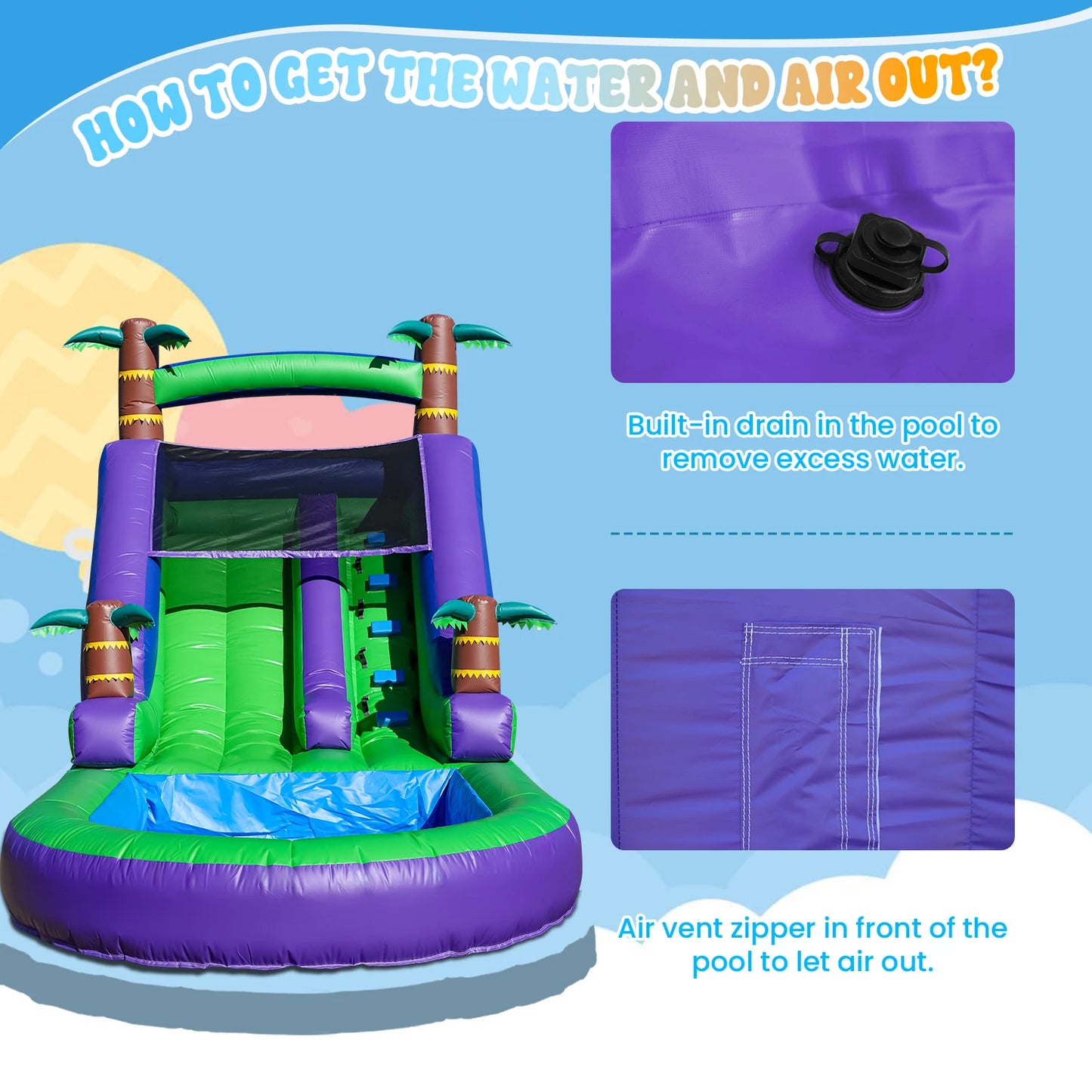 Commercial 100 Percent Pvc Inflatable Water Slide Pool With Blower