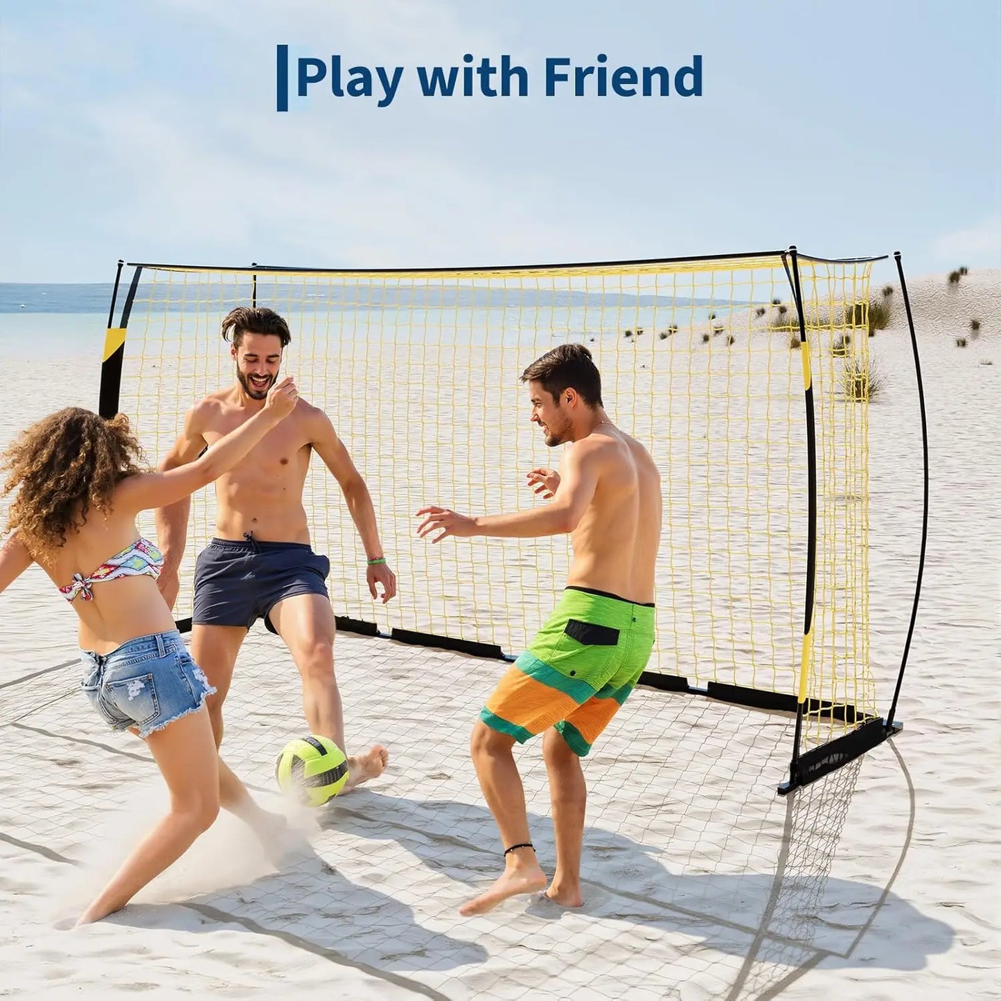 Heavy Duty Portable Soccer Goal With Metal Frame Rebounder Net