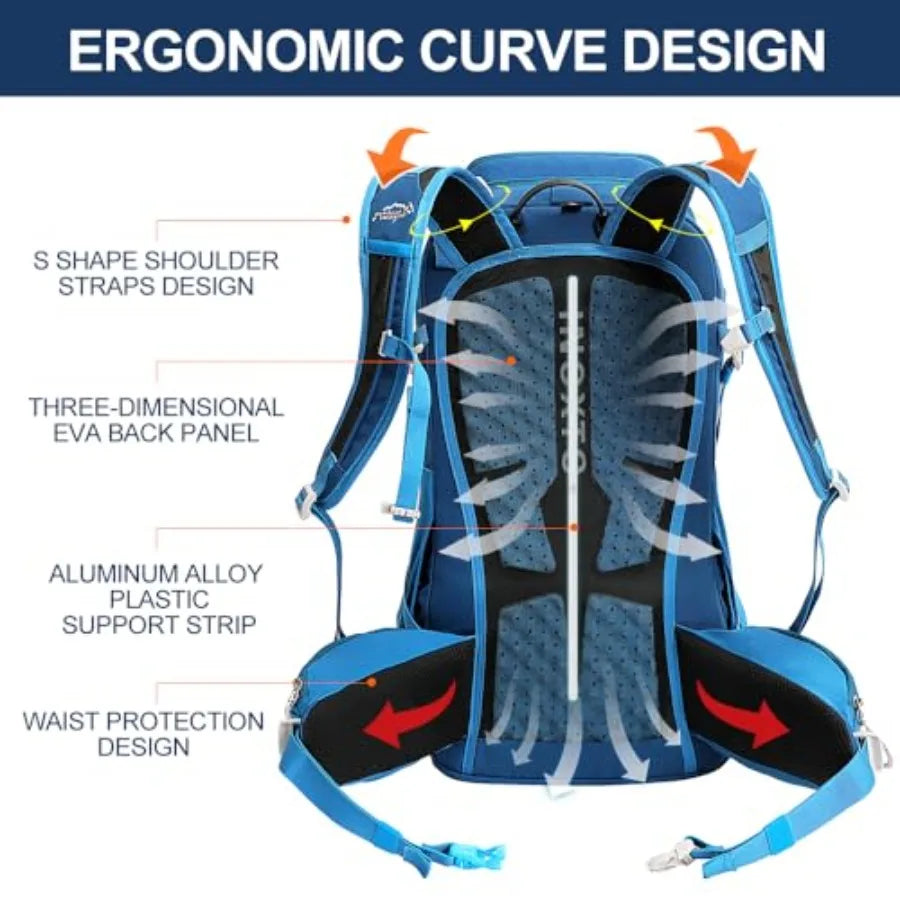 INOXTO 35L Hiking Backpack with 3Lwater bladder, Camping Backpack with Waterproof Rain Cover for Men, Outdoor Sport Travel Dayp