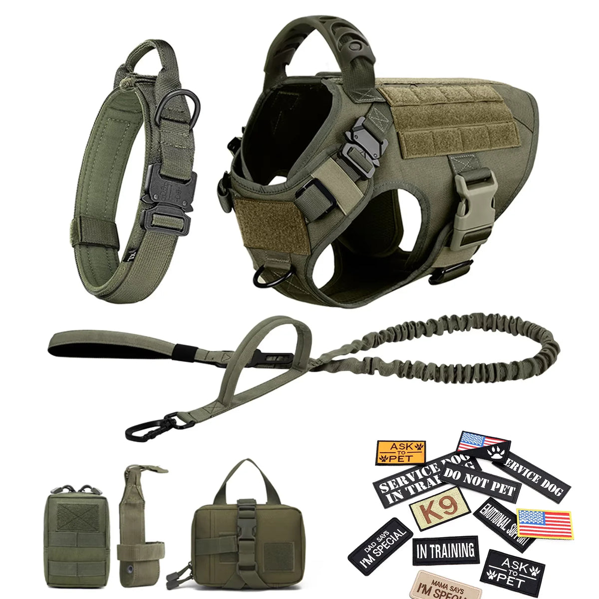 Petravel Tactical Nylon Dog Harness Vest And Leash Set