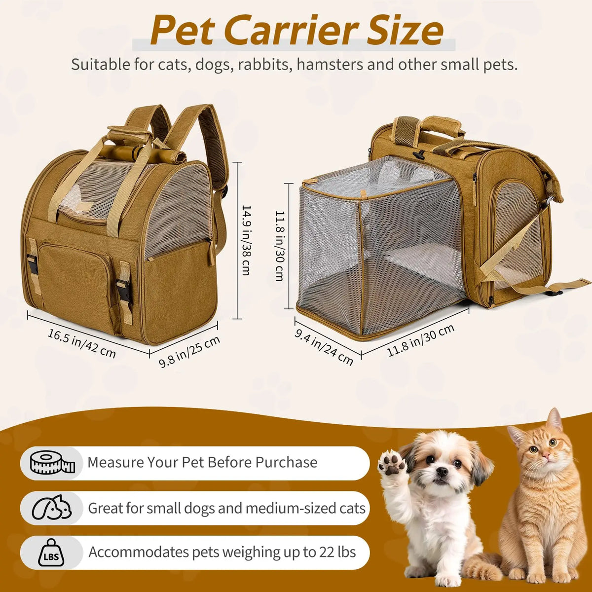 Expandable Mesh Cat Carrier Backpack With Breathable Nylon Shoulder Straps