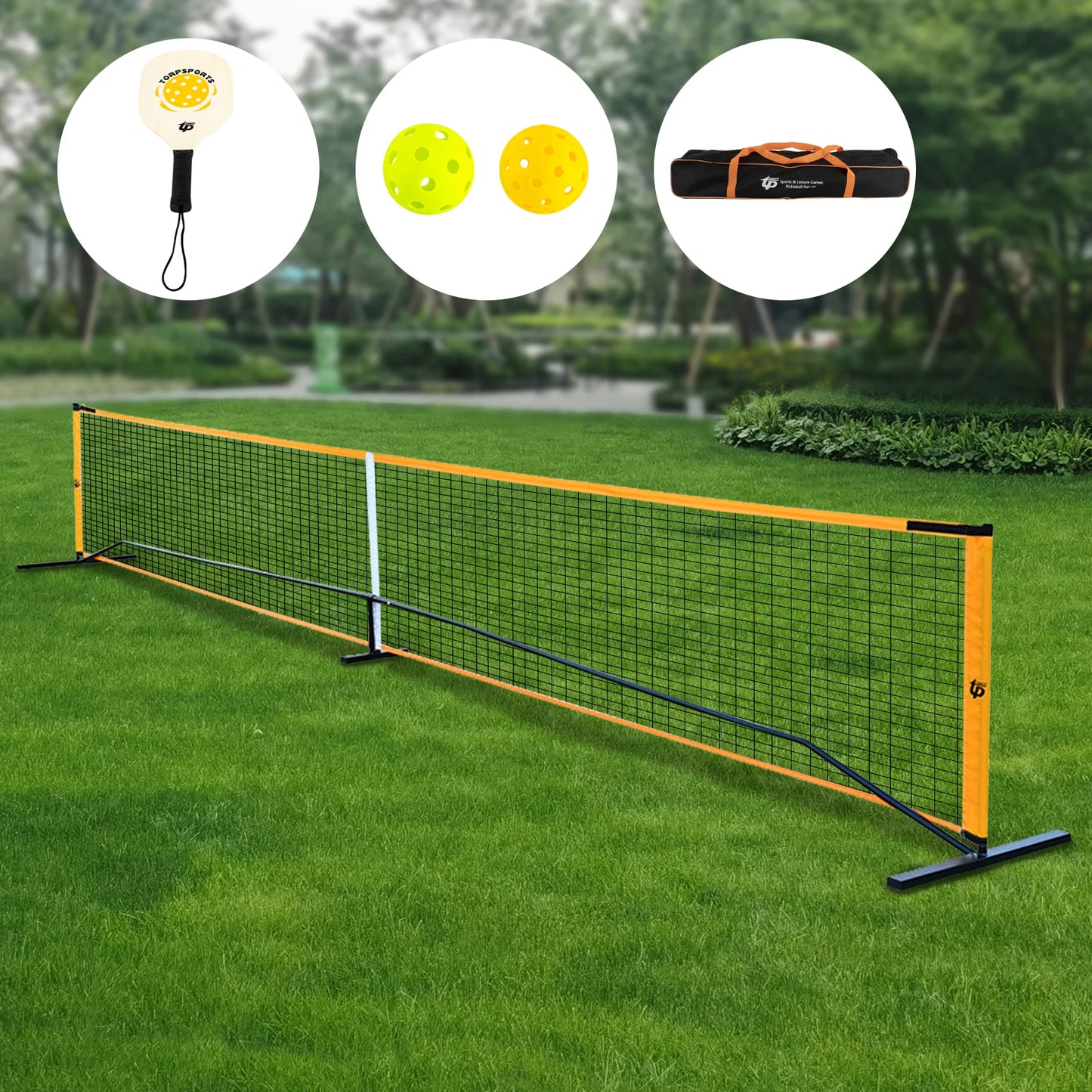 Outdoor Pickleball Net Set With 4 Paddles Balls Carry Bag