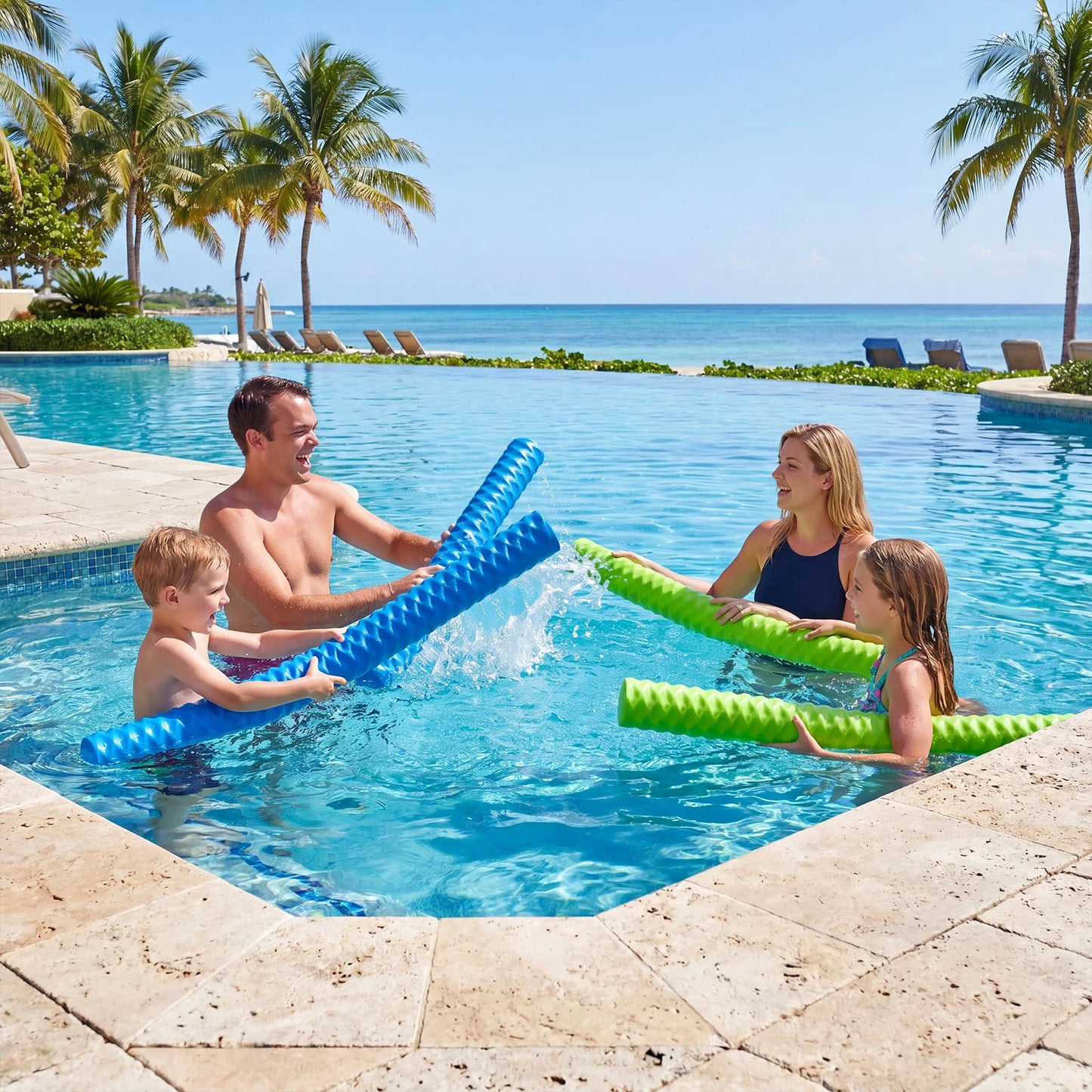 Pool Noodles Solid NBR Foam Core With UV Coated Vinyl Layer 250 Lb Support