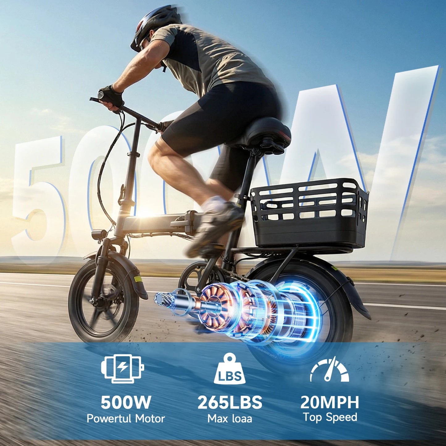 Folding Electric Bicycle 500W Lithium Battery Urban Commuter