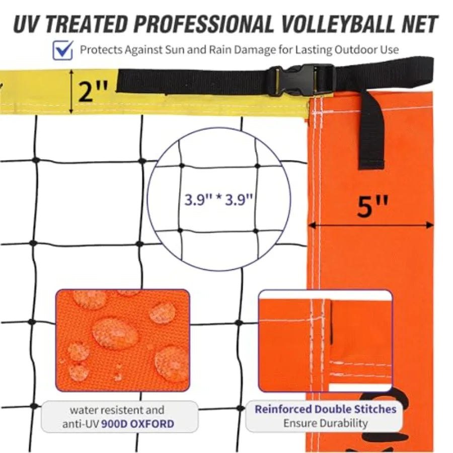 Outdoor Volleyball Net Set For Backyard Beach With Adjustable Poles