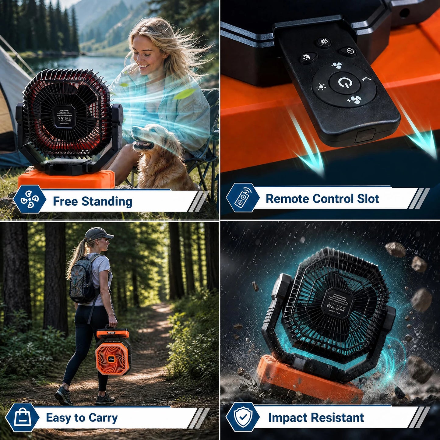 HiMISS Portable Camping Fan 40000mAh With Remote Timer And LED Light