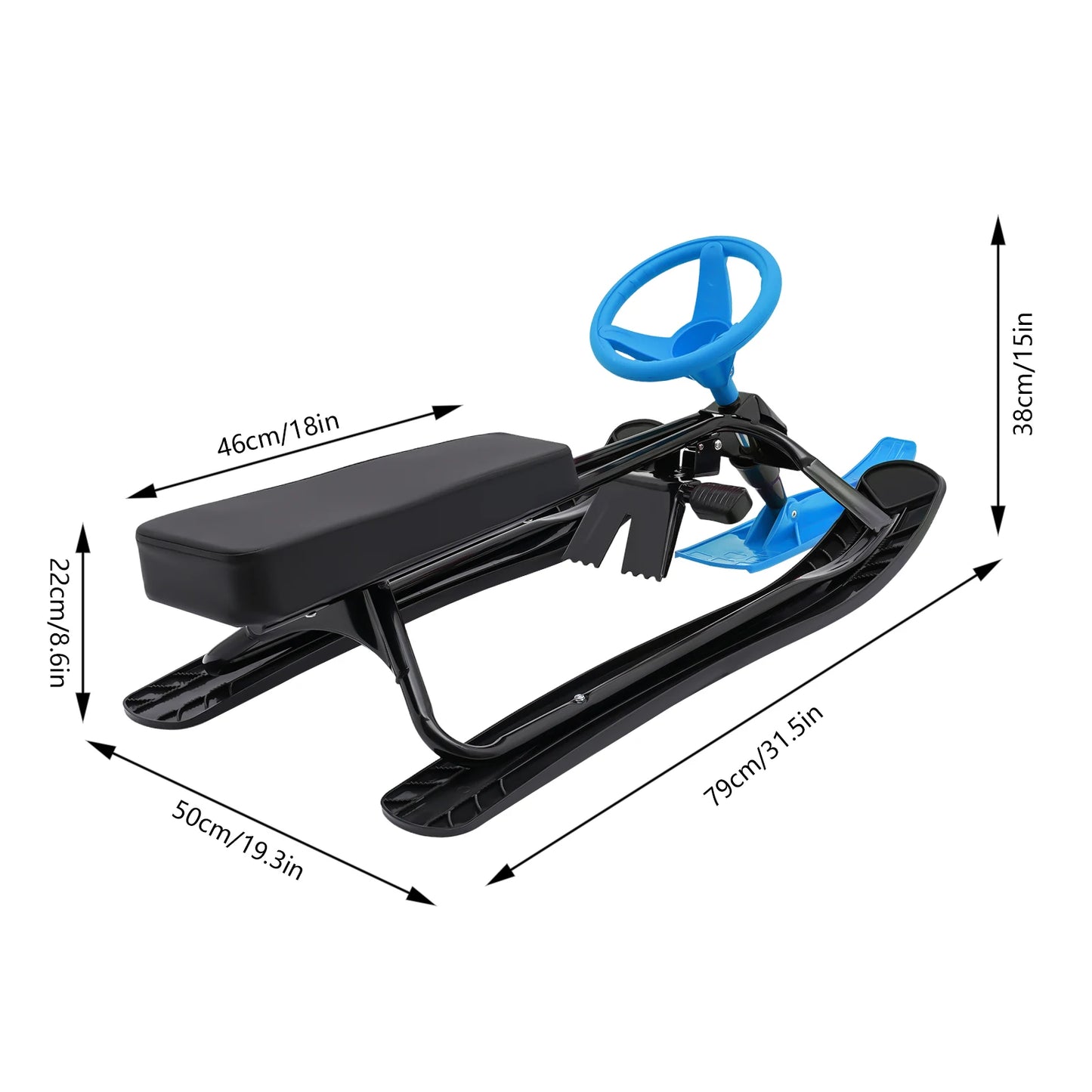 Kids Snow Racer Sled With Steering Wheel Brake