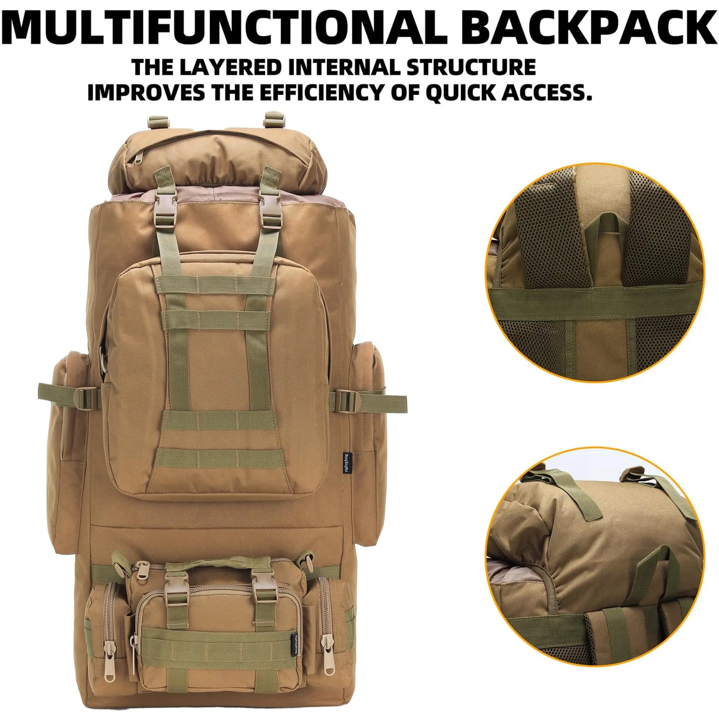 100L Hiking Backpack With Molle System Camping Rucksack For Outdoor Adventure