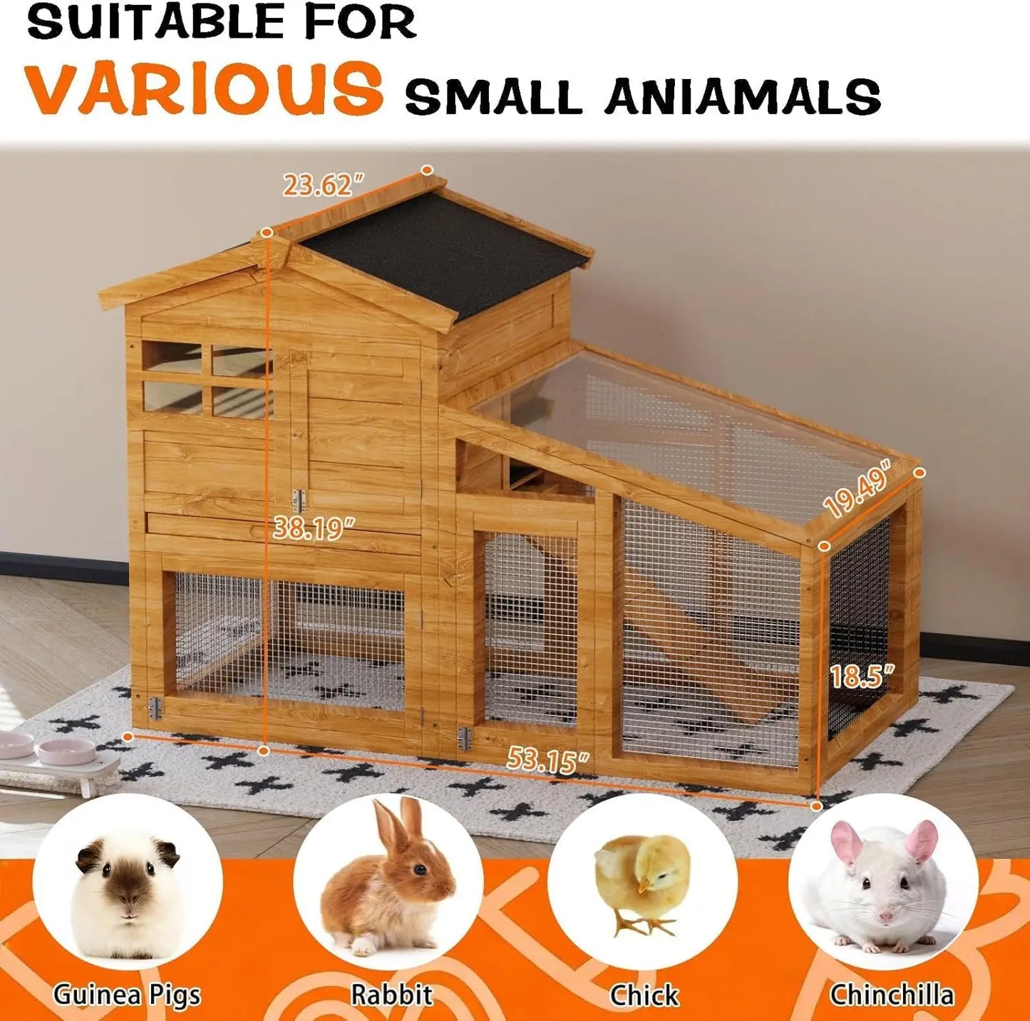 HiMISS Chicken Coop With Run And Rabbit Cage Weatherproof