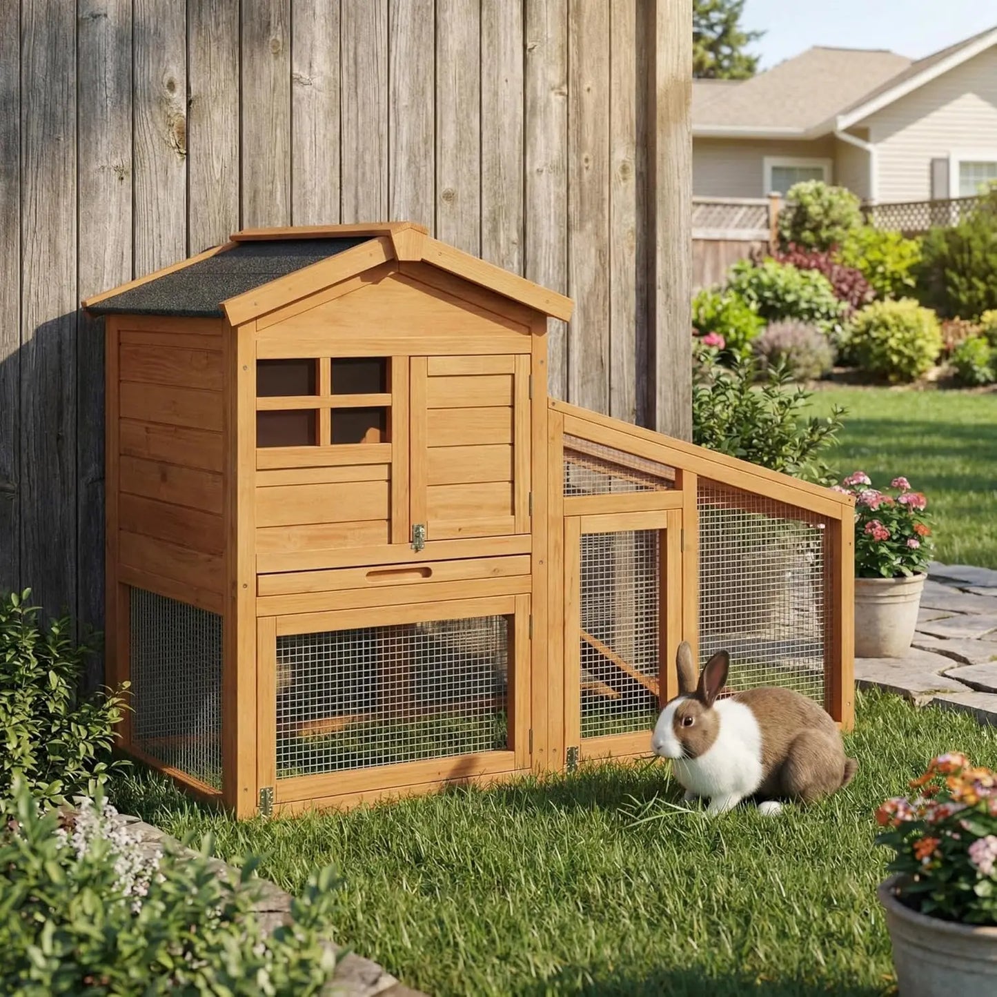 HiMISS Chicken Coop With Run And Rabbit Cage Weatherproof