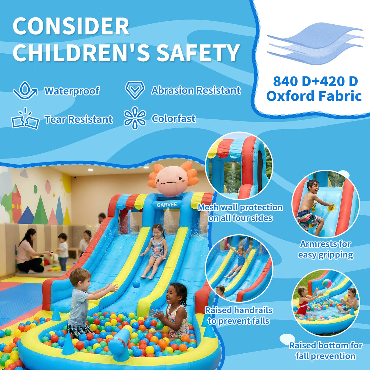 Inflatable Water Park Bouncy Castle With Slides And Climbing Walls