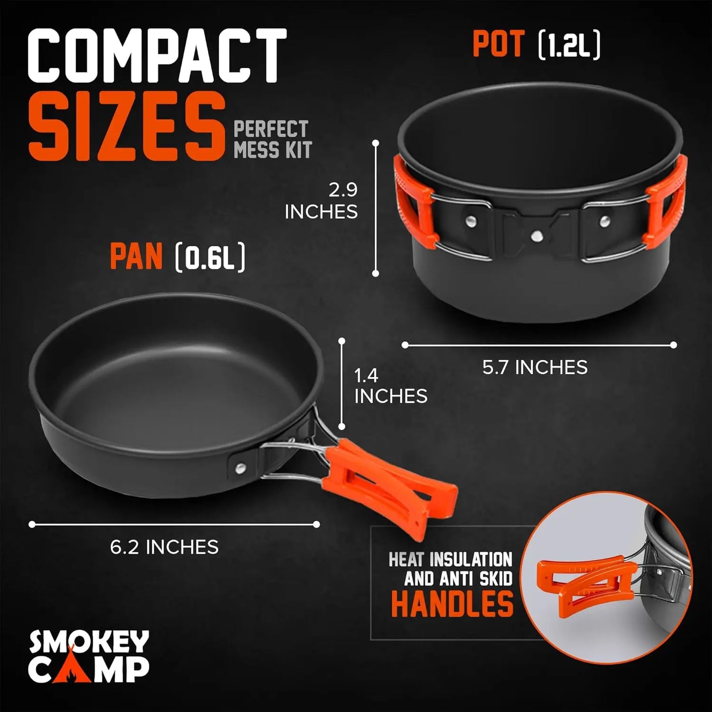 Camping Cookware Mess Kit Set With Stove Portable Nonstick