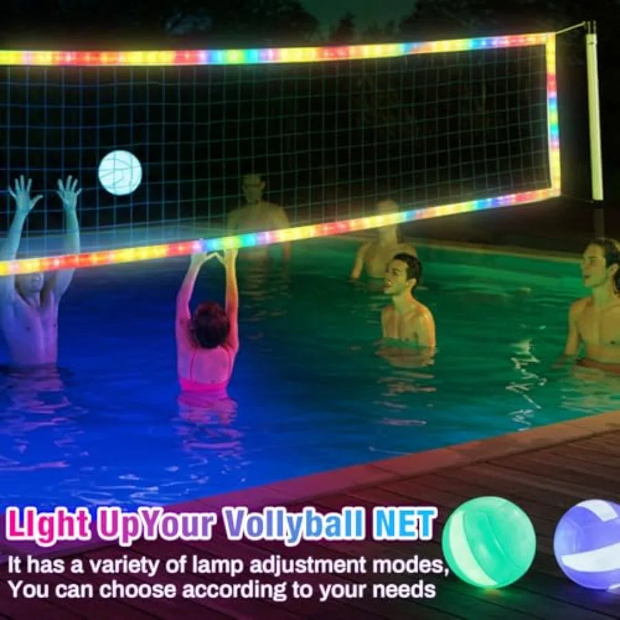 LED Portable Volleyball Net With Steel Cable And Remote Control