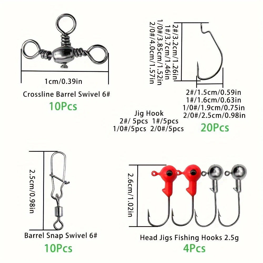 187 Piece Fishing Tackle Kit With Hooks Baits And Sinkers