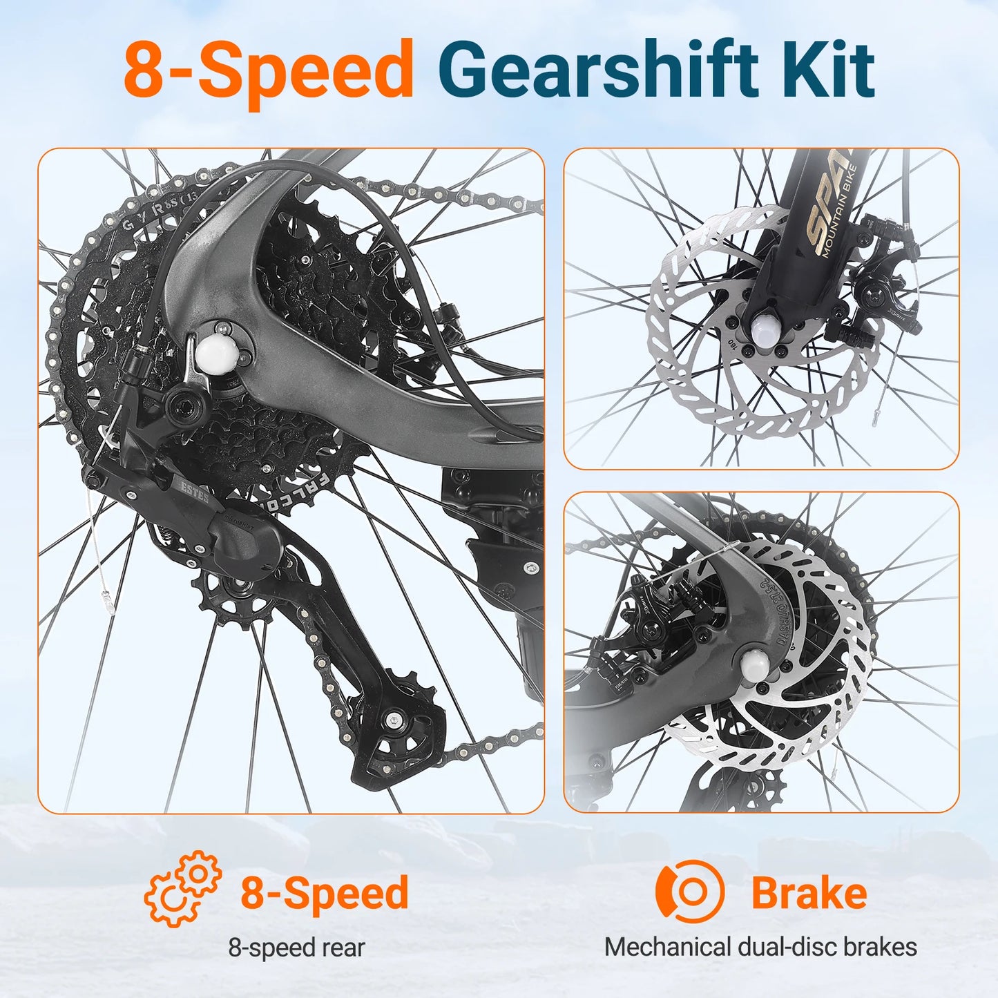 SPATIAL MT275FS 27.5 Inch Hardtail MTB, 8 Speed Mountain Bike, Adult Bicycle, Lightweight Magnesium Alloy Frame, Suspension Fork, Front & Rear Disc Brakes