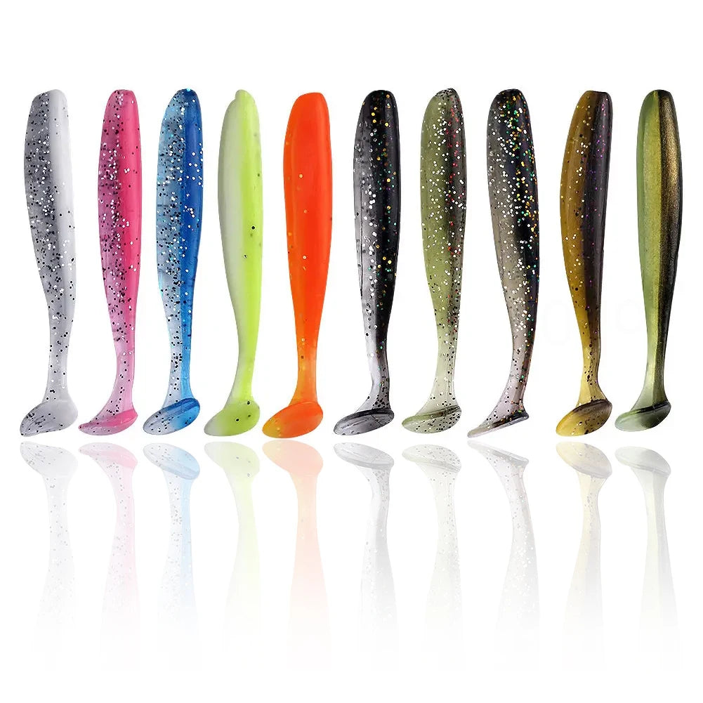 T Tail Worm Soft Baits Paddle Tail Lure Freshwater Saltwater