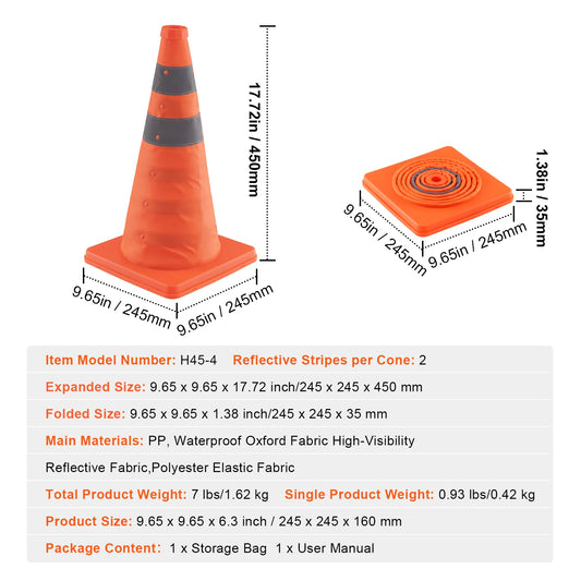 Collapsible Safety Cones for Traffic Control and Parking Lots