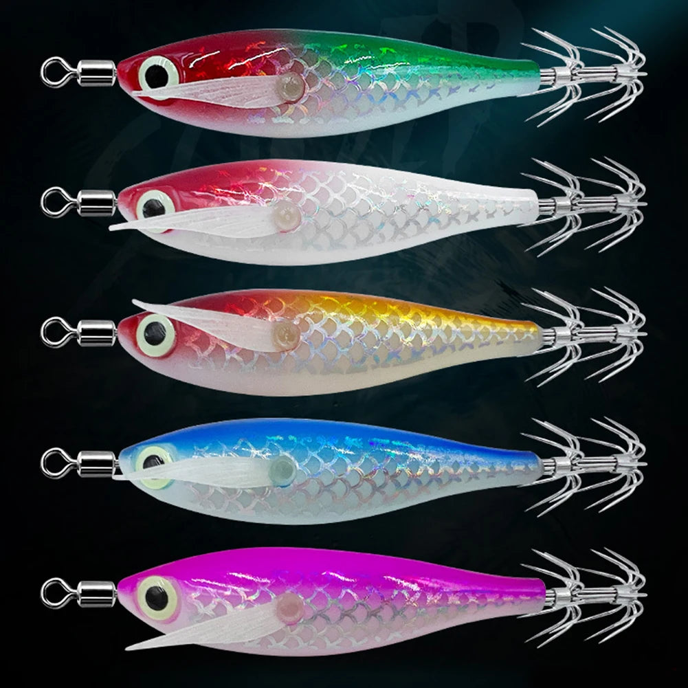 Luminous Squid Lure With 3D Eyes Glow In The Darkness
