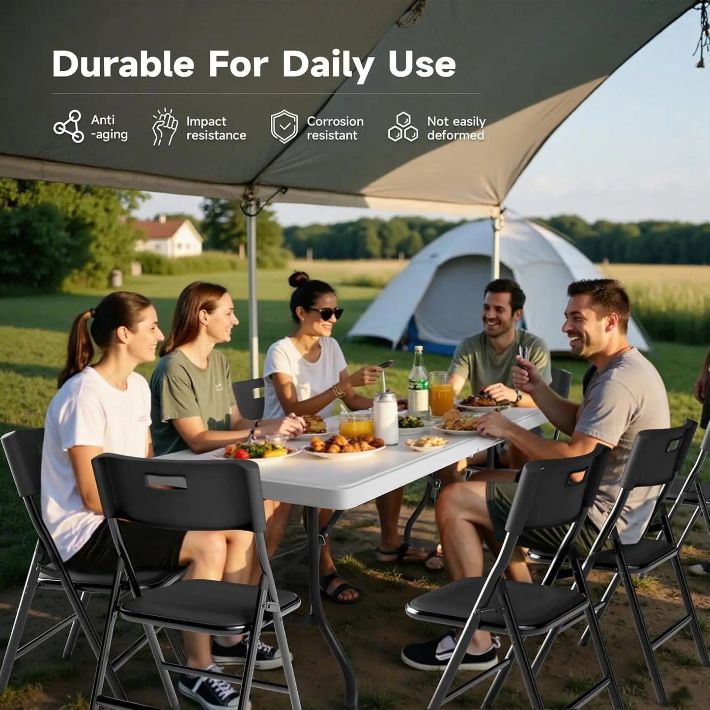 Portable Folding Table and Eight Chairs Set, 330 Lbs Capacity
