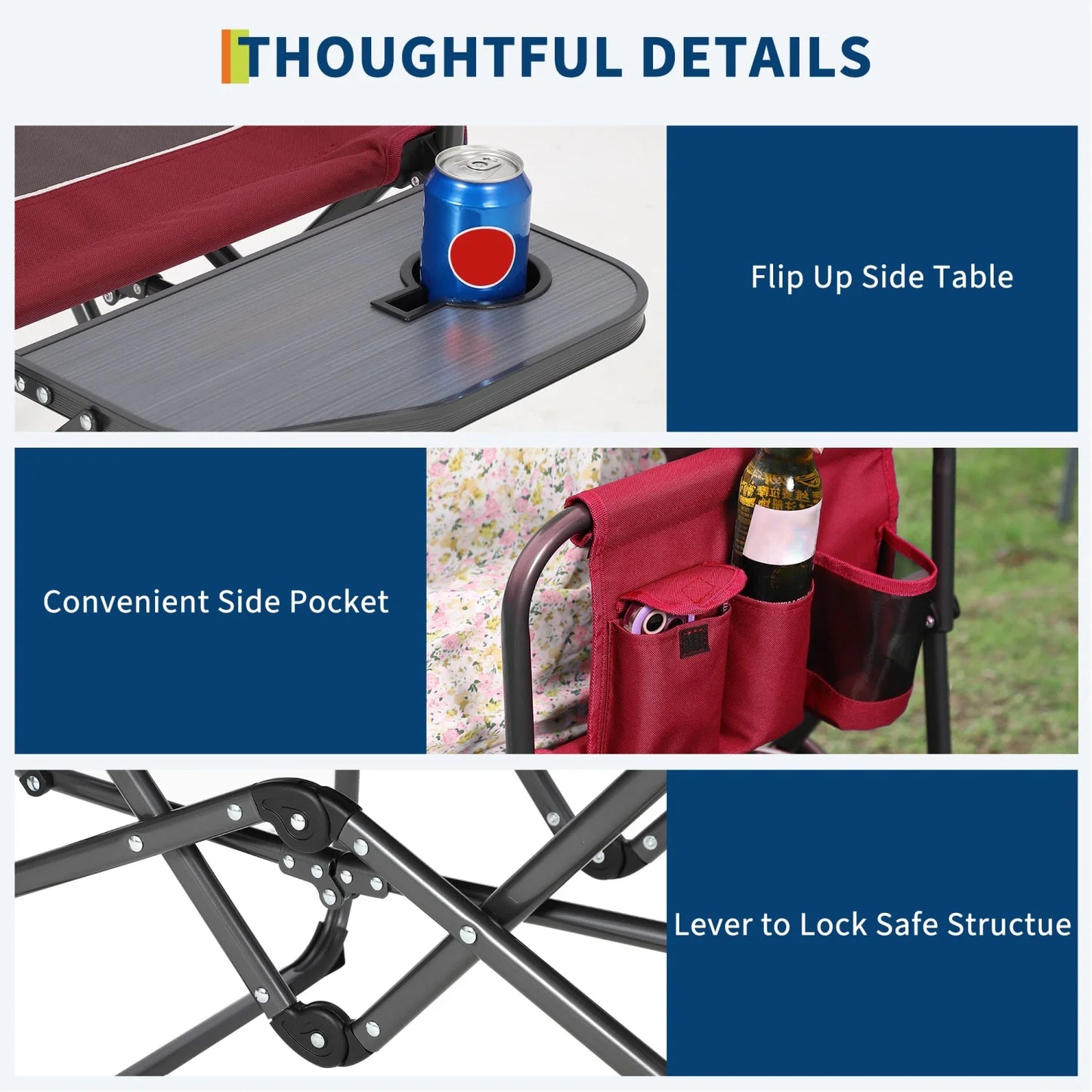 HiMISS Heavy Duty Folding Directors Chair 400 Lb Capacity Cupholder