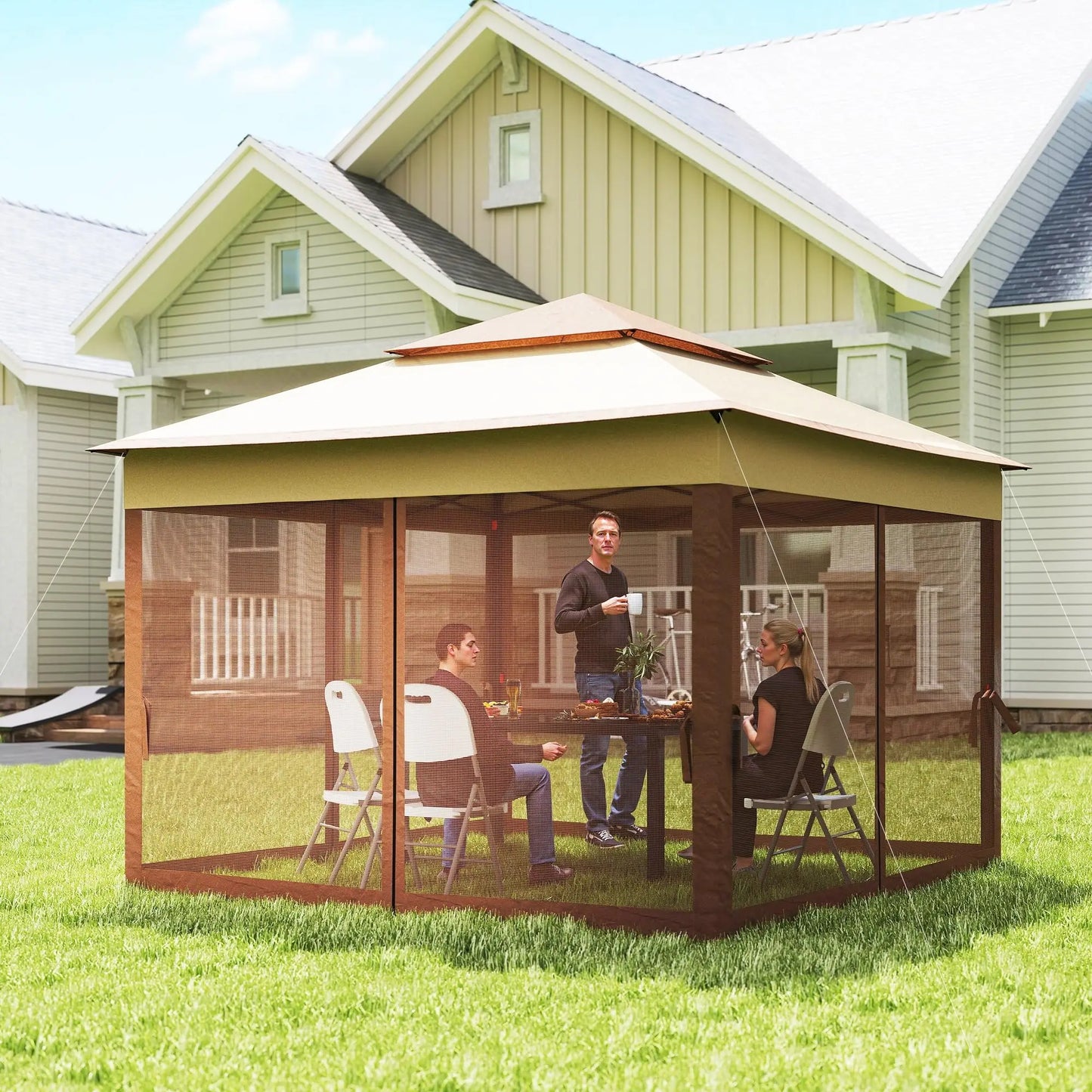 Gazebo Tent With Removable Netting Instant Outdoor Canopy Carry Bag