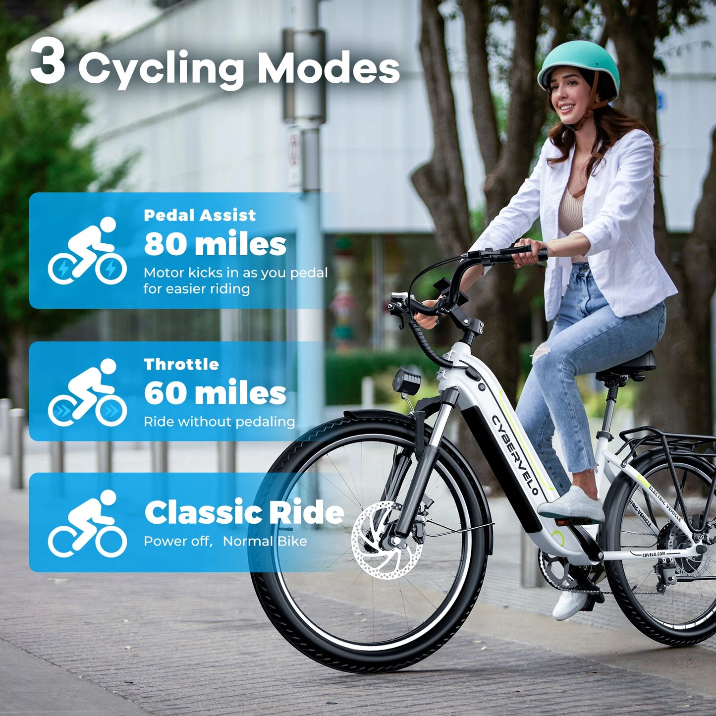 CYBERVELO EK7 Electric Bike 1000W Peak 48V 25Ah Detachable Battery