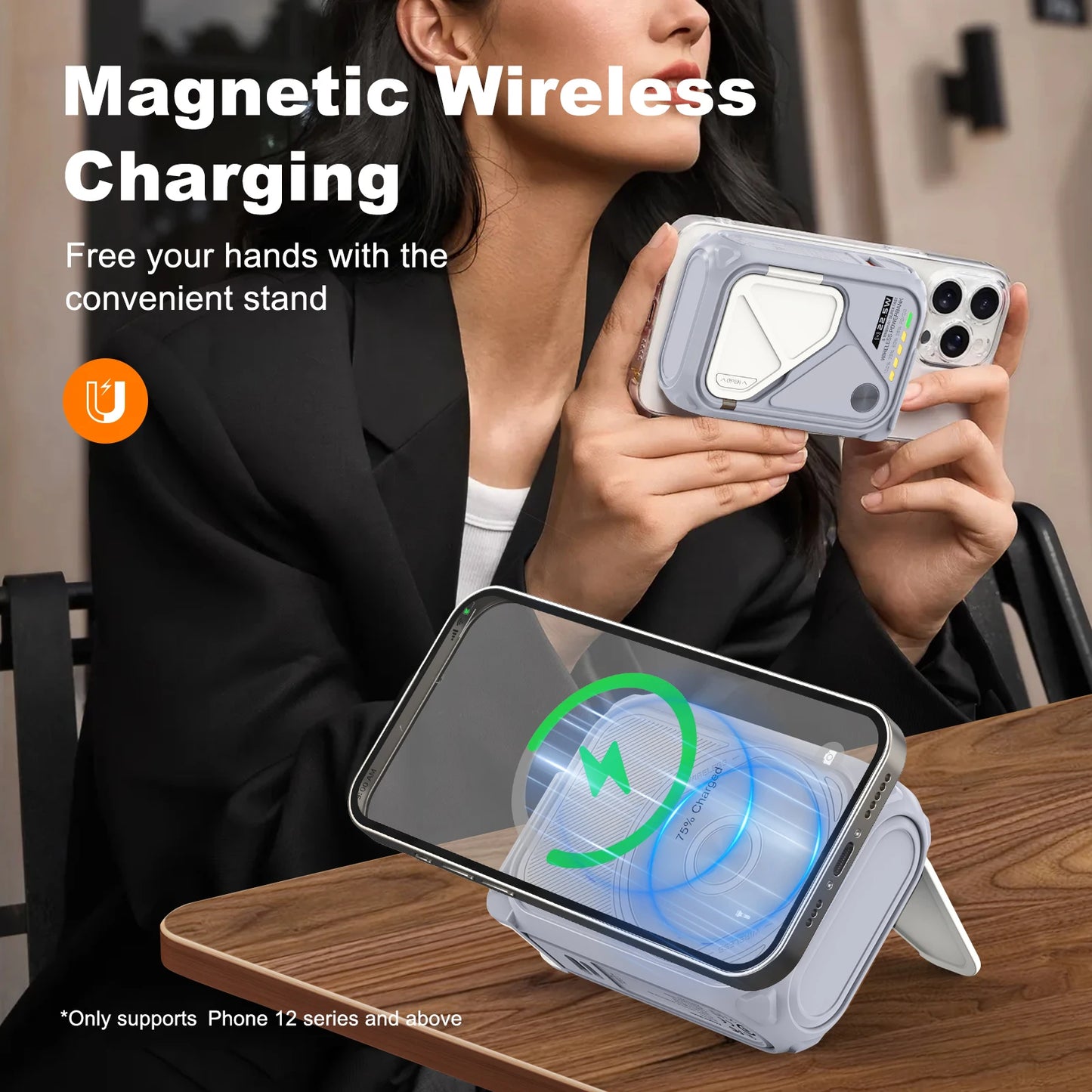 PRUNUS 22.5W Magnetic Wireless Power Bank With USB C