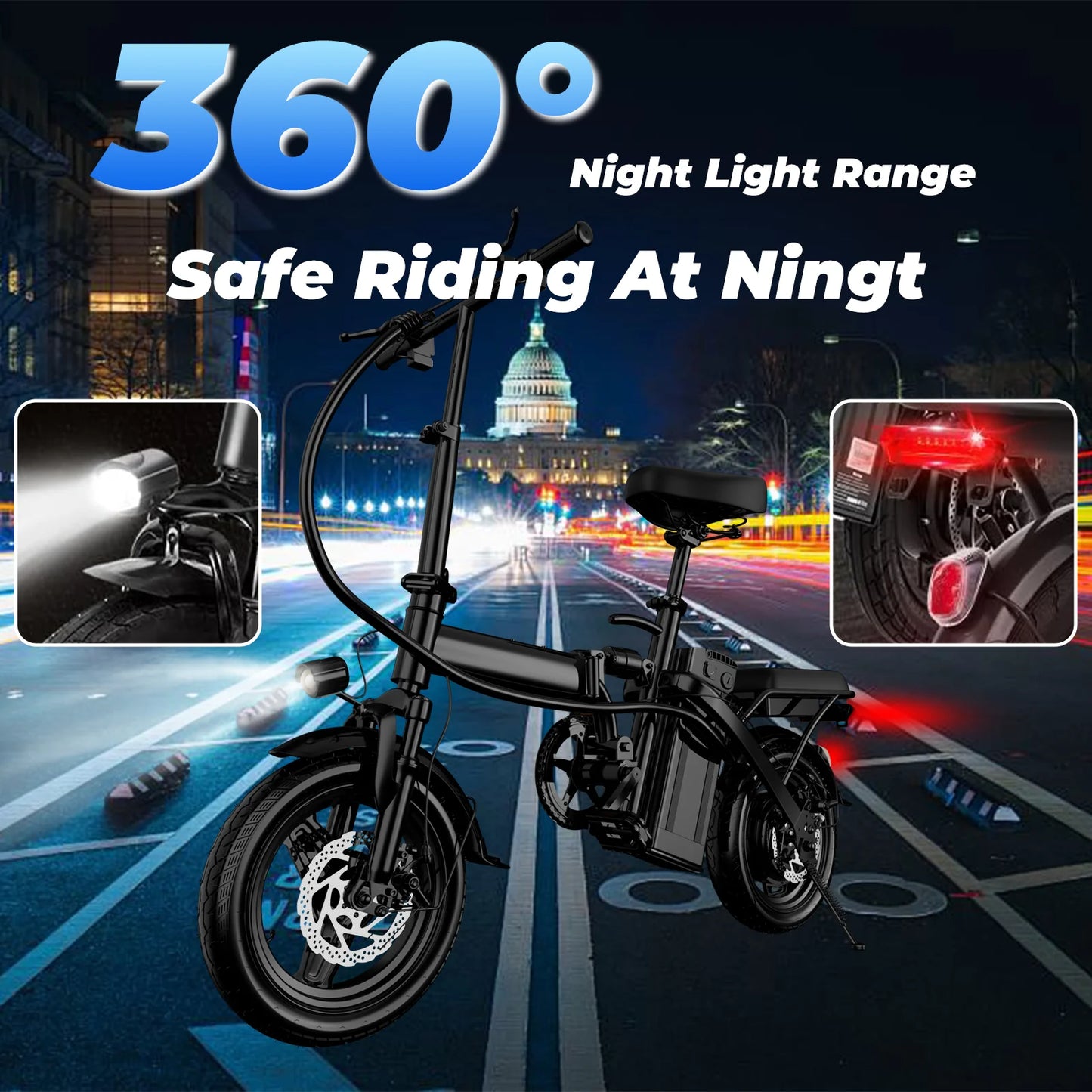 Lelekuai 500W Folding Electric Bike 20 MPH Removable Battery