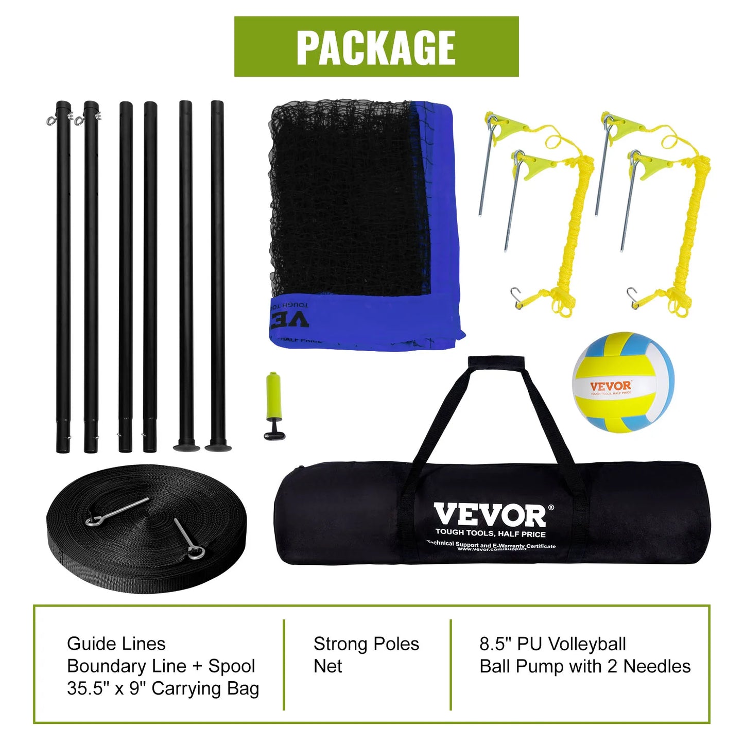 VEVOR SucceBuy Outdoor Volleyball Net System With Adjustable Poles